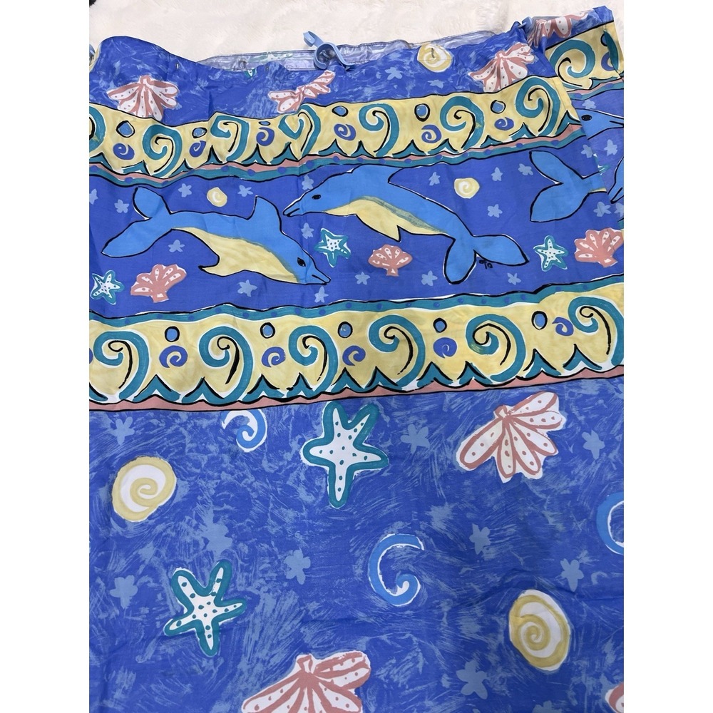Vintage Retro Multicolor Fish Ocean Tropical Dolphin  Shower Curtain 69x69 in